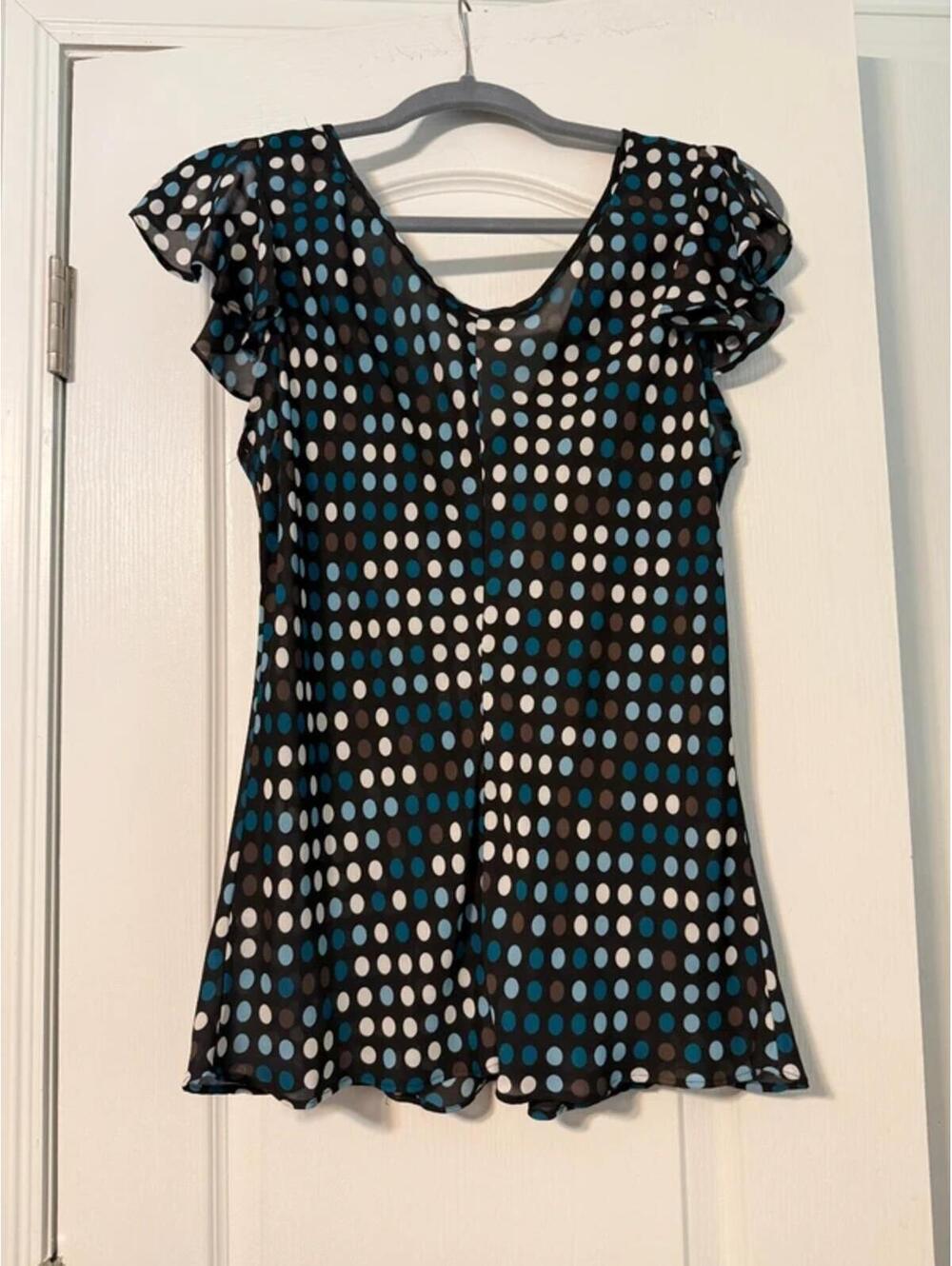 Belissimo - Large Sleeveless Polka Dot Blouse